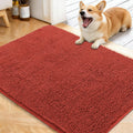 OLANLY Dog Door Mat - Absorbent Non-Slip Chenille Mat for Muddy Paws | 40x32, Quick Dry, Maple Red
