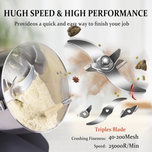 INSELY 750g Grain Mill, flour mill grinder for home, Electric Stainless Steel Grain Grinder for Wheat, Spices, coffee,Corn and Other Dry Food Grinders for Kitchen