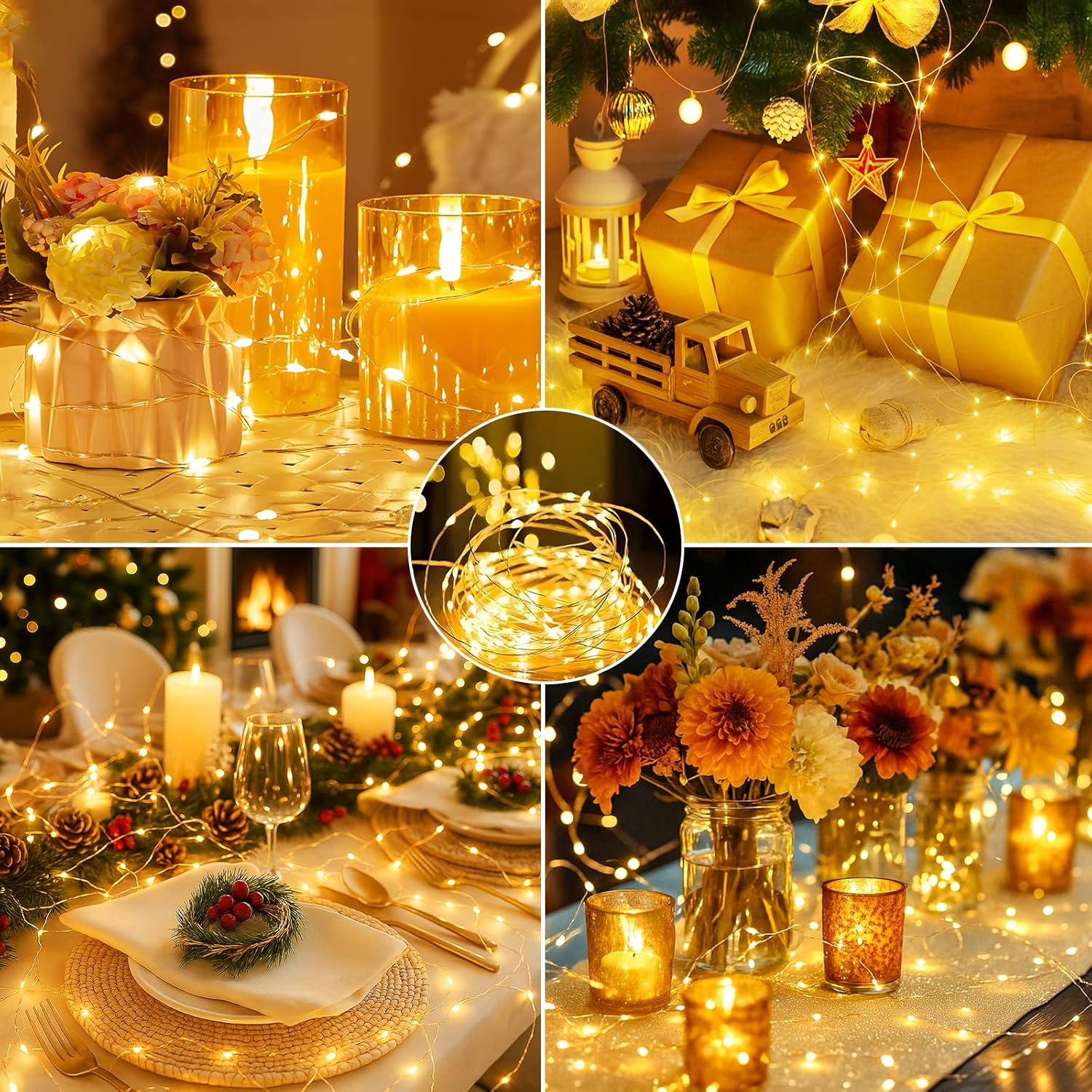 Skiennix 24 Pack Fairy Lights - Battery Operated Mini String Lights with Timer | 7ft Warm White Twinkle Lights for Weddings & Parties