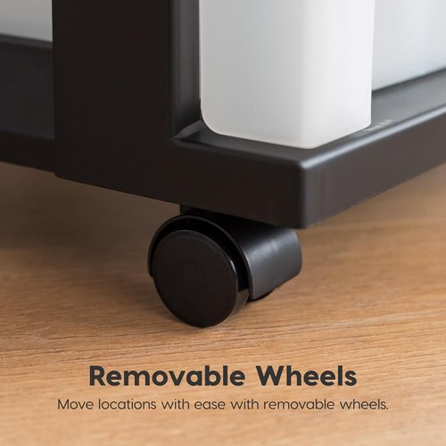 IRIS USA Rolling Drawer Storage Organizer Cart - 4 Drawers with Wheels for Art & Craft Supplies | Black/Pearl