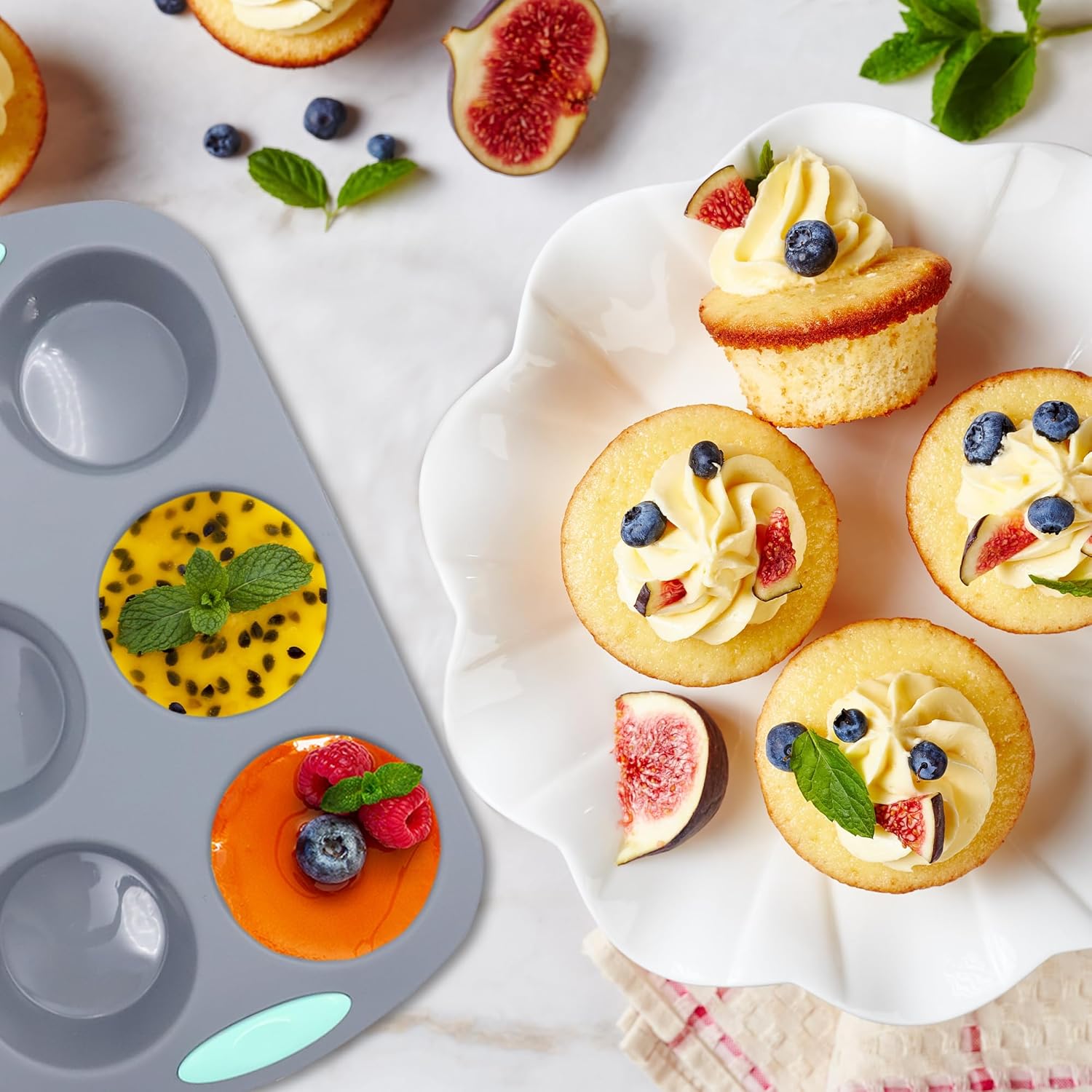 Tongjude Silicone Donut Pans - 8-Piece Nonstick Baking Set | Heat Resistant & Dishwasher Safe, Grey