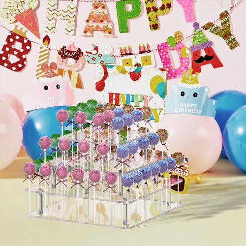 Clear Acrylic Cake Pop Stand Lollipop Display Holder Tower 56 Hole 3 Tiered Candy Tree for Party Decorating Wedding Events Supplies