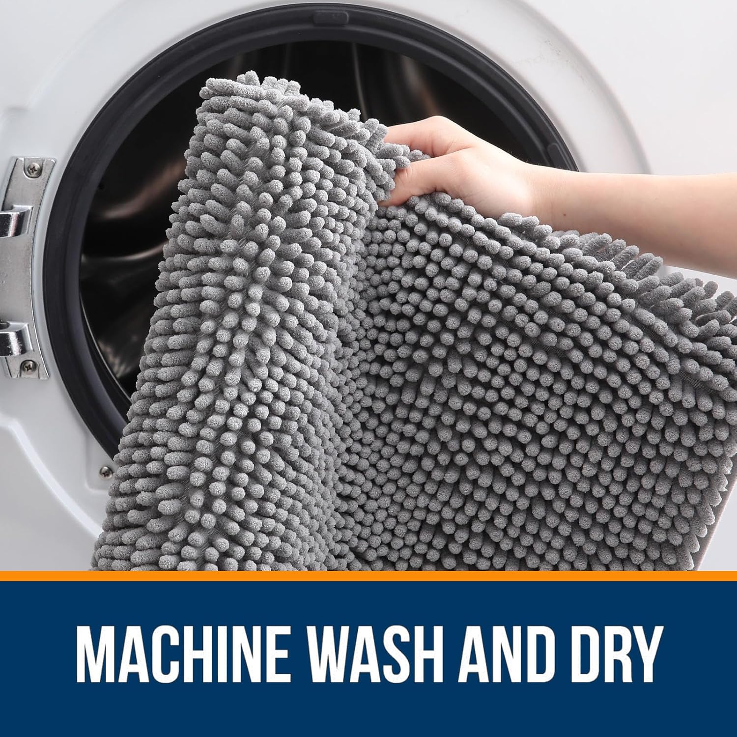 OLANLY Bathroom Rugs - Extra Soft Chenille Bath Mats | Quick Dry, Machine Washable, 30x18, Grey