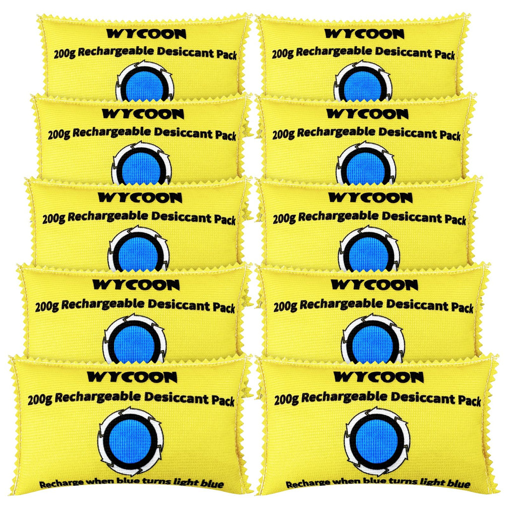 200g Rechargeable Desiccant Pack of 10, Moisture absorbers Bag, Desiccant Dehumidifier bag, Dehumidifier for Home Closets,Gun Safe, and Cars