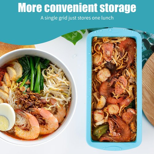 WENQING Silicone Freezer Tray with Lid 2 Pack Silicone Freezer Molds - Large Ice Cube Tray - Makes 2 Perfect 4 Cup Portions Soup Cubes Meal Prep Containers- Oven & Dishwasher Safe