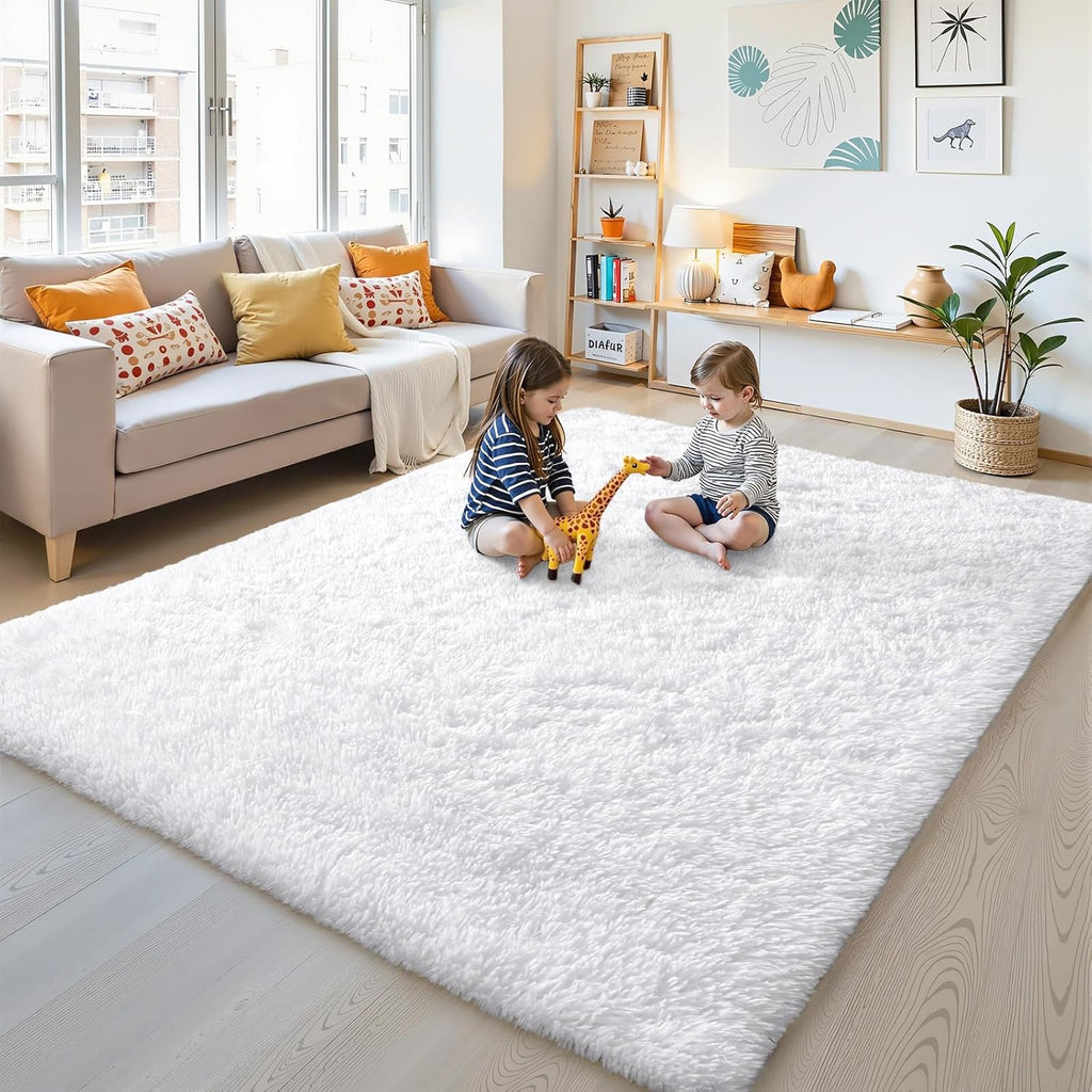 OLANLY Area Rug - Soft Fluffy Shaggy Design | Machine Washable 4x5.9 ft for Living Room & Bedroom