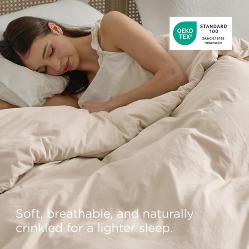 Bedsure Oat Milk Duvet Cover - King Size Extra Soft Prewashed Polyester Bedding | 104x90 Inches with Zipper Closure