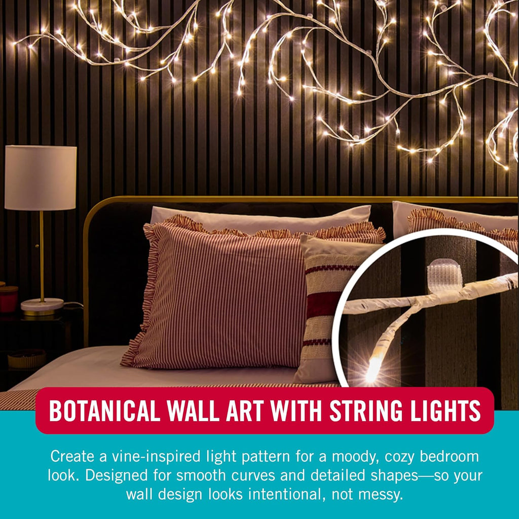 VELCRO Brand Indoor Light Clips - Damage-Free String Light Holders, 100 ft Capacity, 48 Pack