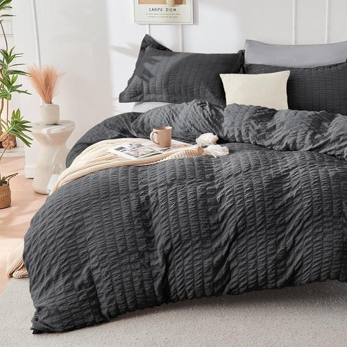 HYMOKEGE Twin Comforter Set - All Season Luxury Bedding in Dark Grey/Light Grey | 5-Piece Bed in a Bag