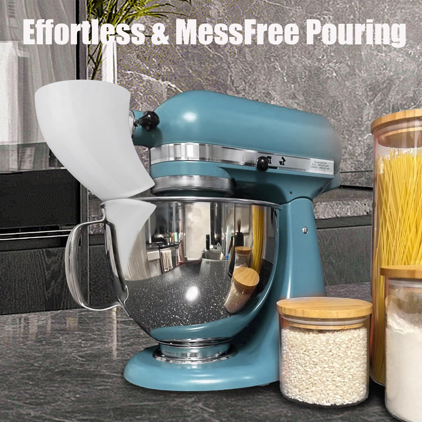 Premium Flour Funnel for Stand Mixer – Compatible with Funnel for Kitchen Aid Artisan KSM150 and Bowl Lift, Perfect for Baking, Easy to Use, and Clean