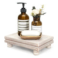 EOSAHR Decorative Tray Wood Pedestal Stand – Farmhouse Wooden Tray for Soap Holder & Bathroom Accessories - Kitchen Essentials & Bathroom Organizer for Home Decor (Natural Wood)