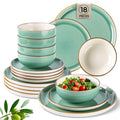 GBHOME Ceramic Dinnerware Sets, 18 Pieces Stoneware Dinnerware Set, Plates and Bowls Sets, Dishwasher & Microwave Safe,Dishes Set | Service for 6