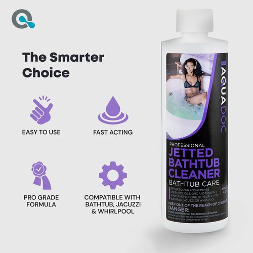 AquaDoc Jetted Bathtub Cleaner - Bathtub Jet Cleaner & Spa Cleaner Chemical - Fast Acting Jetted Tub Cleaner - Recommended Jet Tub Cleaner for Bathtub and Spa Cleaner for Hot Tub