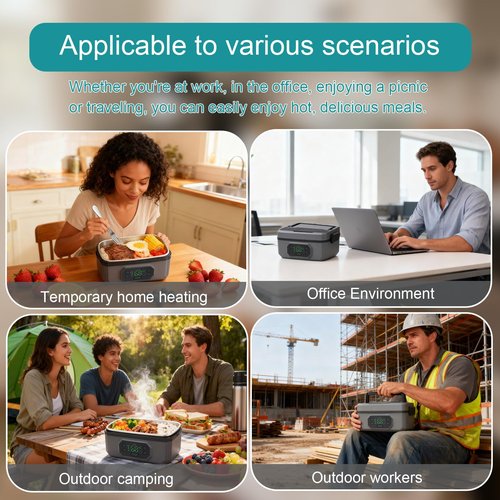 Rechargeable Adult Wireless Heated Lunch Box, 21000mAh Battery-Powered,Automatic Temperature Control Insulated Container,1.2L Leak-Proof Stainless Steel Container Ideal for Office/Truck/Outdoor Use