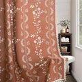 NDDYCU Vintage Boho Terracotta Shower Curtain, Floral Linen Patterned Shower Curtains for Bathroom with Tassels, 72 x 72