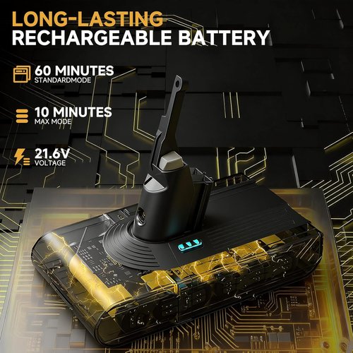 Dyson 9000mAh V8 Battery Replacement - Compatible with V8 Animal/Absolute/Motorhead/Fluffy | Includes 4 Filters