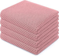 Homaxy Kitchen Dish Towels - 100% Cotton Waffle Weave, Ultra Soft & Absorbent, 13 x 28 Inches, 4-Pack in Dried Rose