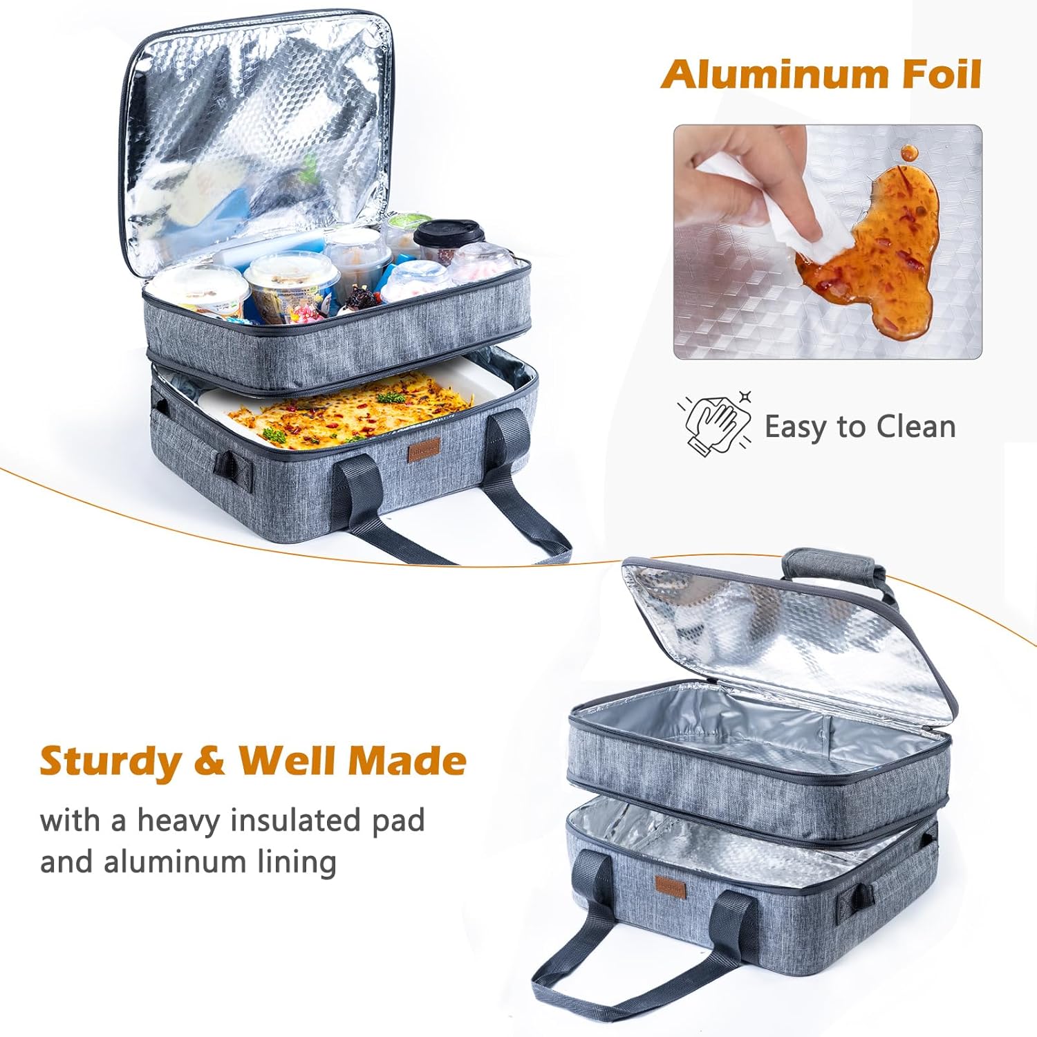 BAGSPRITE Insulated Casserole Carrier - Expandable Thermal Tote for Hot or Cold Food | Fits 9" x 13" Dish