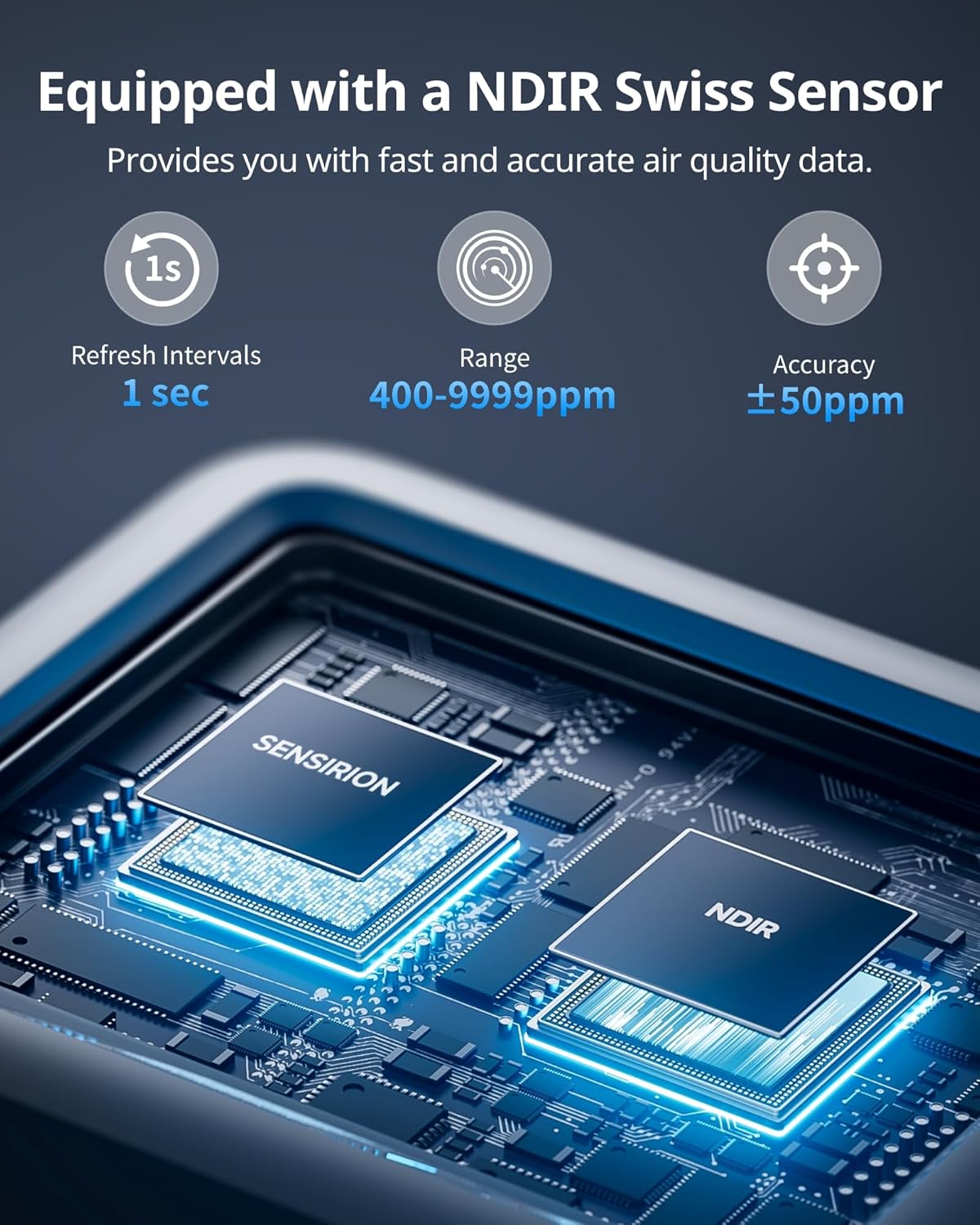 SwitchBot CO2 Detector - Portable Air Quality Monitor for CO2, Temperature & Humidity | Ideal for Home, Car & Office