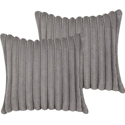 18x18 Throw Pillow Covers Set of 2, Decorative Faux Fur Covers for Bed, Couch Soft Fluffy Pillow Cover with Velvet Back for Living Room, Neutral Home Décor Accent for Sofa - Dark Gray