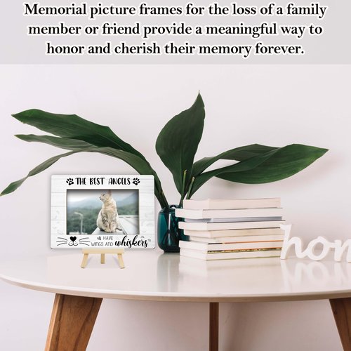 OXRUN Memorial Gifts for Loss of Cat, Pet Memorial Gifts Wooden Photo Frame with Easel, 4x6 Cat Loss Sympathy Frame for Tabletop Display Photo Insert - G01