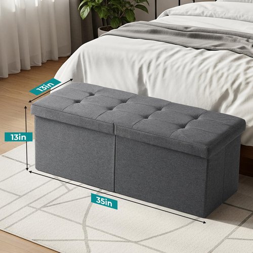 Snuvid 35-INCH Storage Ottoman Bench, Footrest with Storage, End of Bed Bench Coffee Table for Living Room, Bedroom, Entryway, Dark Gray