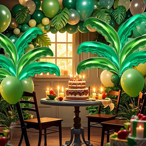 12 Pcs Palm Tree Leaves Balloons,Hawaiian Tropical Green Leaf Balloons,Foil Coconut Tree Leaves Balloon for Birthday Baby Shower Hawaii Luau Tropical Beach Party Supplies