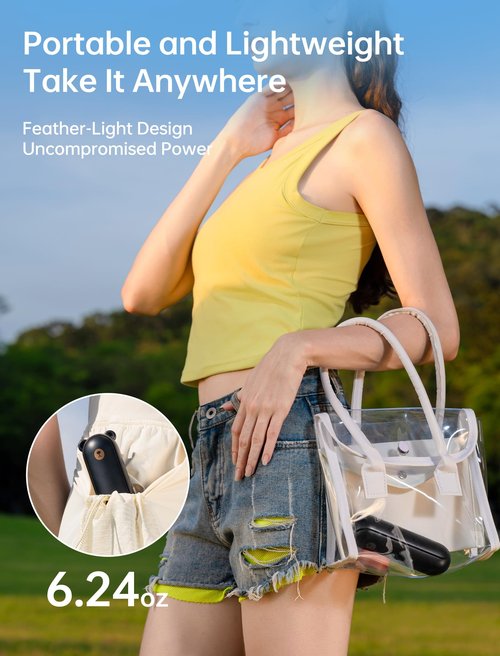 JISULIFE Handheld Fan with 4500 mAh Powerbank Max 37 Hours Runtime, Pocket Portable Battery Operated or USB Powered Folding Personal Fan, 3 Speeds, Valentines Day Gifts for Her Him-Black