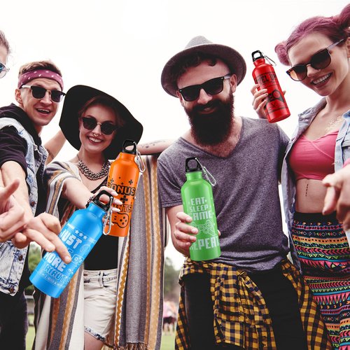 SiliFine 12 Pcs 17oz Gaming Water Bottle Sports Insulated Water Bottles with Hook Clip Funny Quotes Aluminum Gamer Iced Coffee Travel Mug for Birthday Video Game Party Favors (Multicolor)