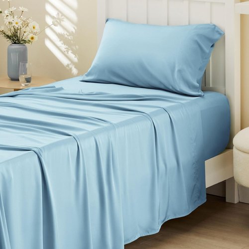 Bedsure Cooling Sheets - Twin XL Bamboo Rayon, Breathable & Soft Hotel Luxury Bedding, Aqua