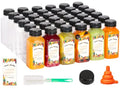 Moretoes 134pcs 8oz Juice Bottles with Lids, Plastic Juice Bottles with Caps for Juicing Tea Milk Drinking and Other Beverages