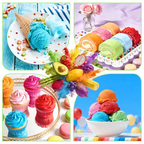 Natural Food Coloring Powder - 10 Colors Plant Based Food Coloring, Dye Free Food Coloring, No Artificial Dyes, Natural Food Dye Powder for Baking, Cake Decorating, Royal Icing