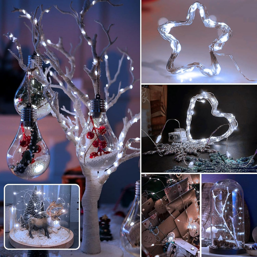 Skiennix 20 Pack Fairy Lights - Battery Operated 7ft Mini String Lights for Weddings & Parties | Warm & Cool White