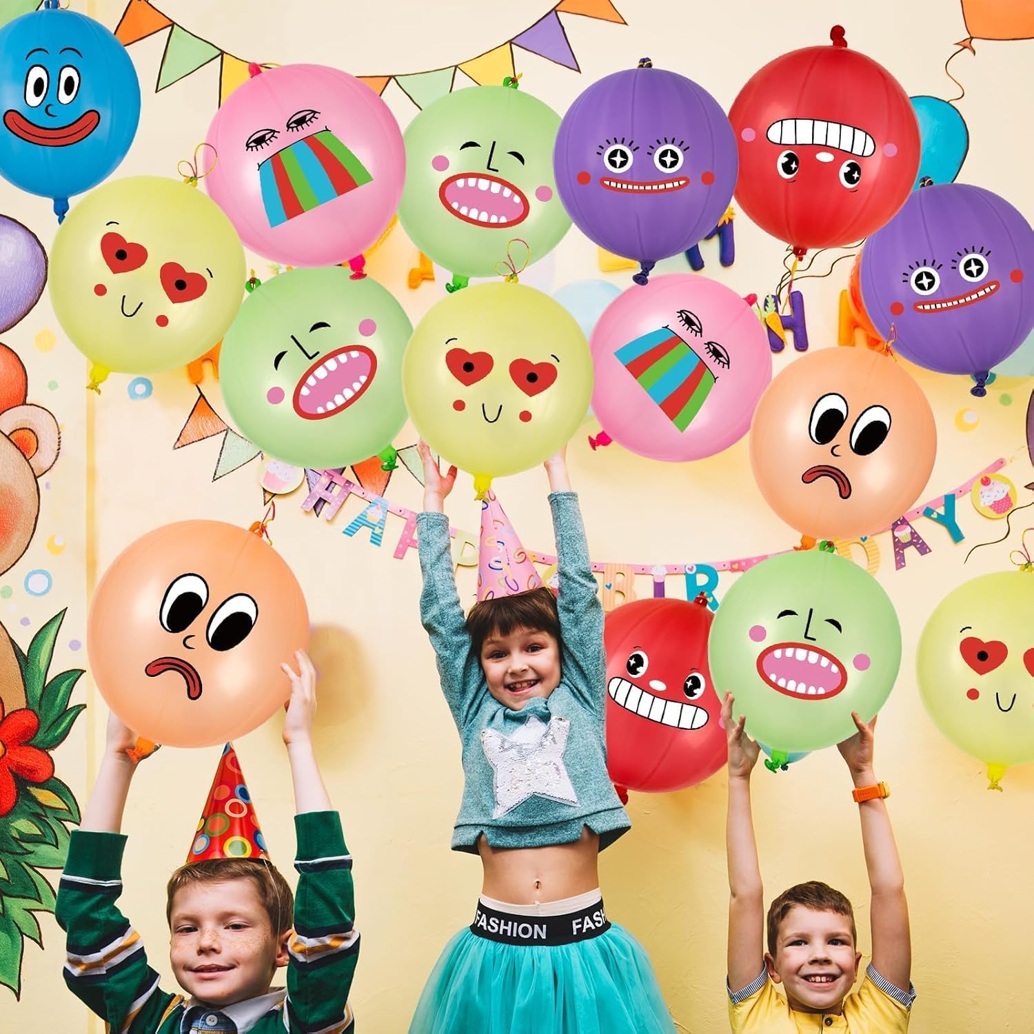 VABAMNA Punch Balloons - 30 Pack Neon Party Favors for Kids | 18 Inch Birthday Game Supplies
