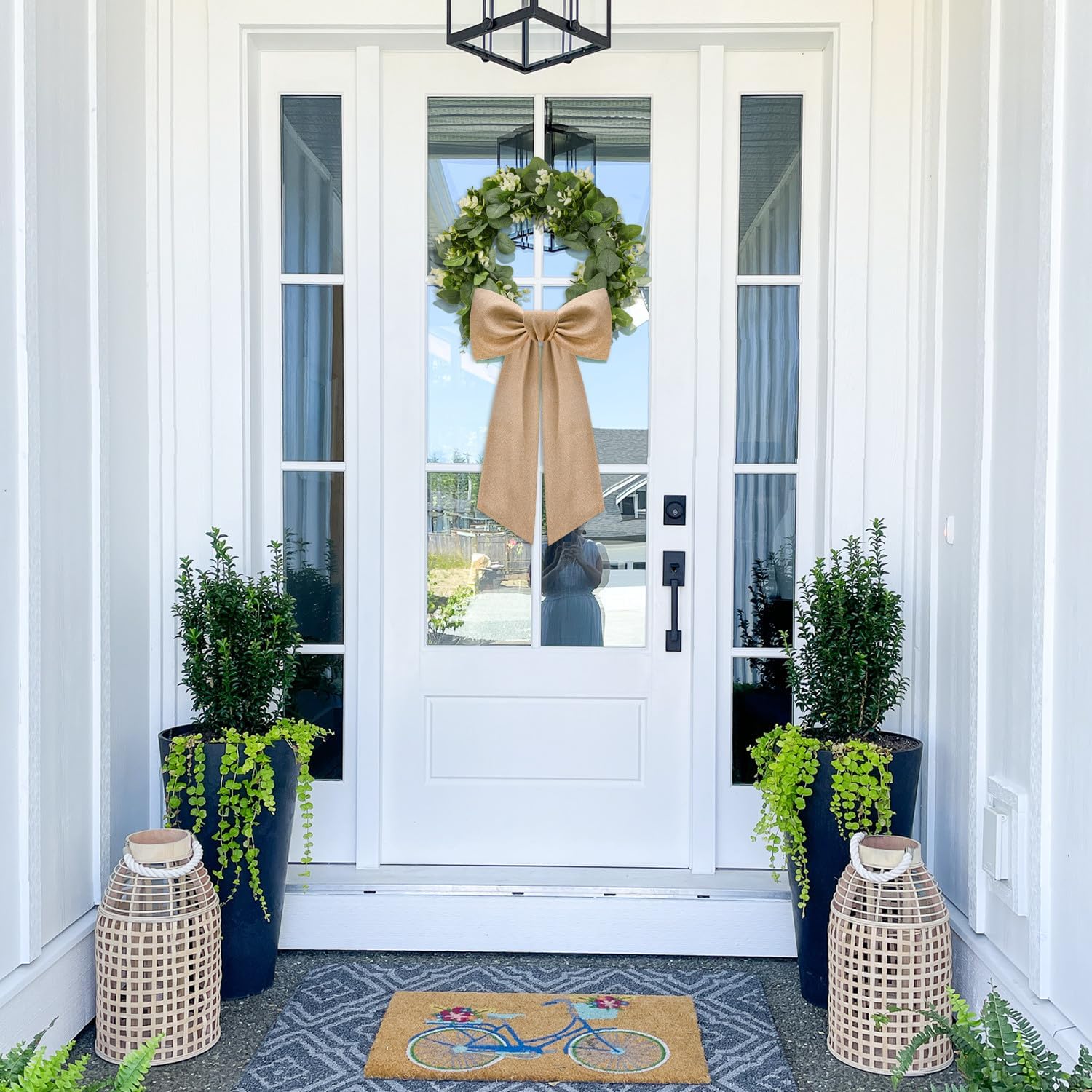 Regine Switzerland Burlap Wreath Sash - Elegant Ribbon Bow for Front Door Decor | 2 Pcs
