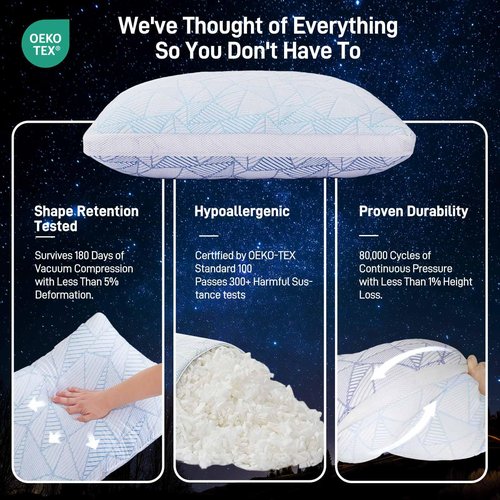 Caelorin Shredded Memory Foam Cooling Soft Bamboo Viscose Pillows King Set of 2, Adjustable Hypoallergenic Hotel Quality Pillows for Back, Stomach or Side Sleeper, Oeko-TEX Certified