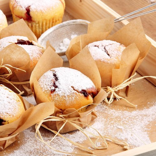 Brown Tulip Muffin Liners - 600 Pcs Standard Size Parchment Cupcake Baking Cups for Parties