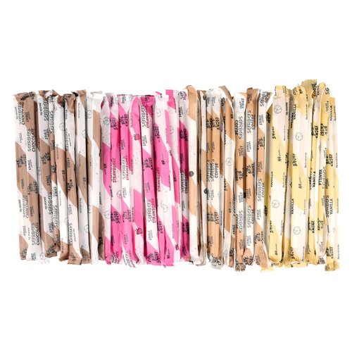 SORBOS Edible Drinking Straws, Dream Cream Mix Variety Pack – Strawberry, Chocolate, Coffee, and Vanilla Flavors, Individually Wrapped, Gluten Free, 7.5‑Inch (Pack of 48)