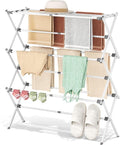 APEXCHASER Drying Rack - 3-Tier Collapsible Metal Clothes Airer for Indoor/Outdoor Use | White