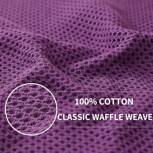 Homaxy Kitchen Dish Towels - Ultra Soft 100% Cotton Waffle Weave, Quick Drying, 13 x 28 Inches, 8-Pack, Purple