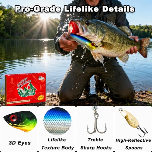 Fishing Advent Calendar 2025 - 24-Day Countdown for Men & Teens | Perfect Christmas Gift with Tackle & Lures