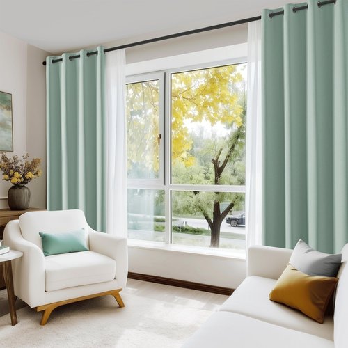 Beauoop 100% Blackout Curtains 84 Inch Long 2 Panels for Bedroom Living Room Seafoam Green Solid Room Darkening Thermal Insulated Soundproof Energy Saving Grommet Top Window Treatment Drapes,52x84