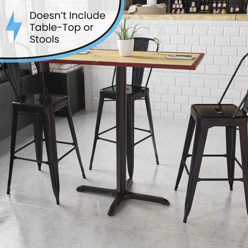 Flash Furniture Beverly 23.5'' x 29.5'' Restaurant Table X-Base with 3'' Dia. Bar Height Column