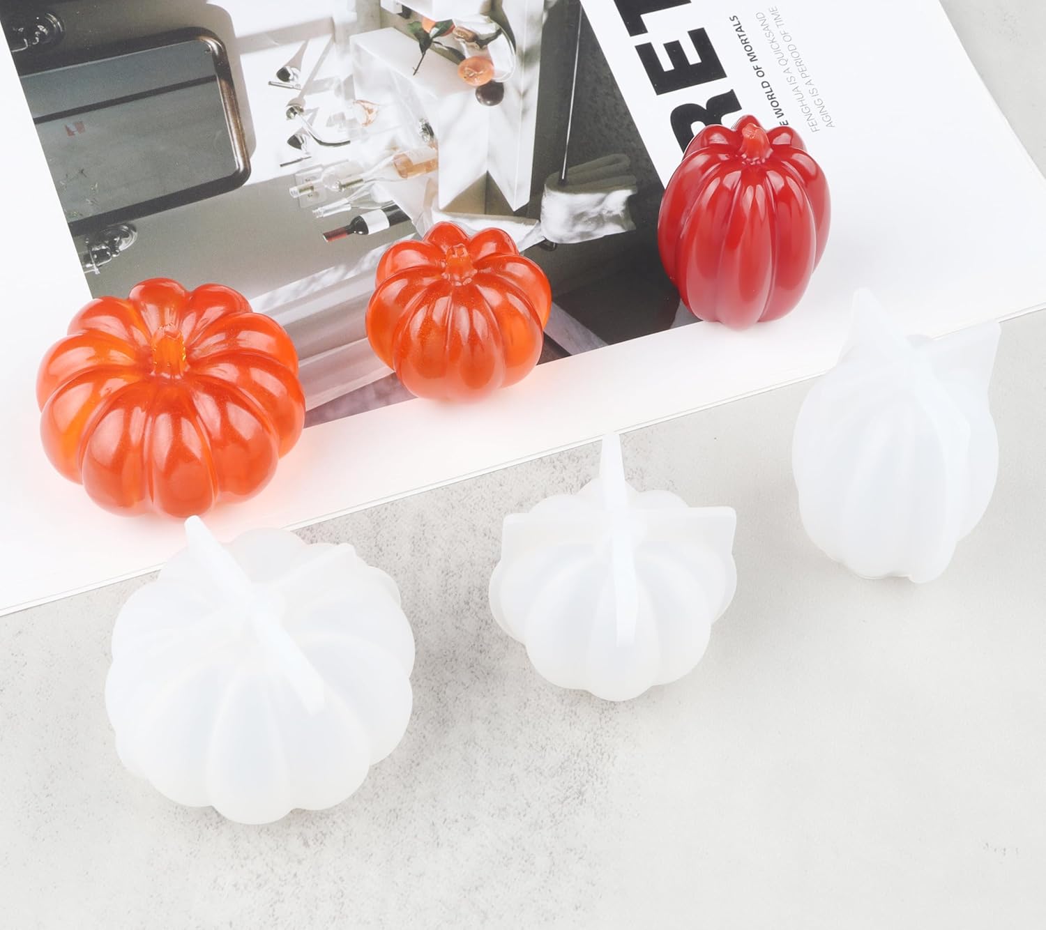 Skiennix 3D Pumpkin Resin Molds - Mini Silicone Molds for Epoxy, Soap & Candle Making | Halloween Decor