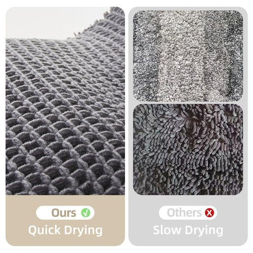 TYUU Waffle Bath Mat, Boho Bathroom Rugs Non Slip Washable Super Absorbent Quick Dry Bath Mat Farmhouse Bathroom Decor, 30"x20" Grey