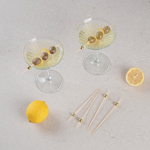 Restaurantware 6 Inch Sphere Bamboo Skewers 1000 Sturdy Disposable Bamboo Food Picks - Sturdy Sphere Design Gold Bamboo Appetizer Picks For Serving Appetizers and Cocktail Garnishes