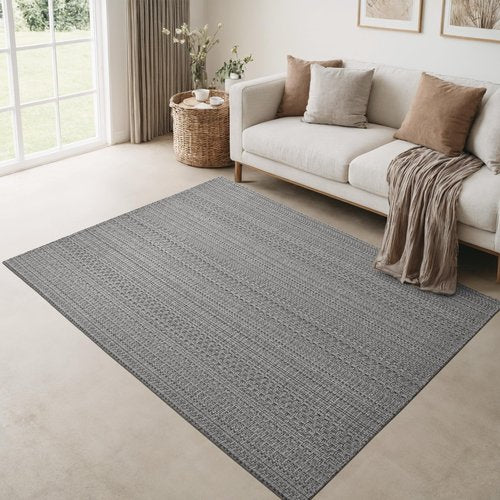 MatEssenz 3x5 ft Area Rug - Machine Washable Non-Slip Boho Rug for Living Room, Woven Rug for Bedroom, Dining Room, Home Office - Soft, Lightweight, Stain-Resistant, Soundproof - Grey