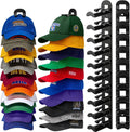 Skiennix Hat Hook Organizer - Holds Up to 20 Hats | Strong Adhesive & 8 Screws Included - Black