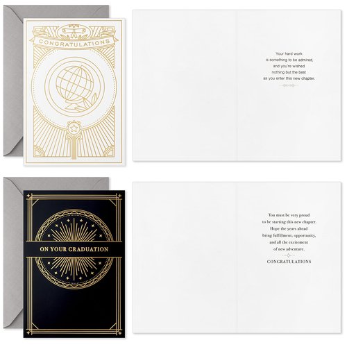 Hallmark Graduation Cards Assortment, Gold Foil Neutrals (16 Cards and Envelopes, 4 Designs)