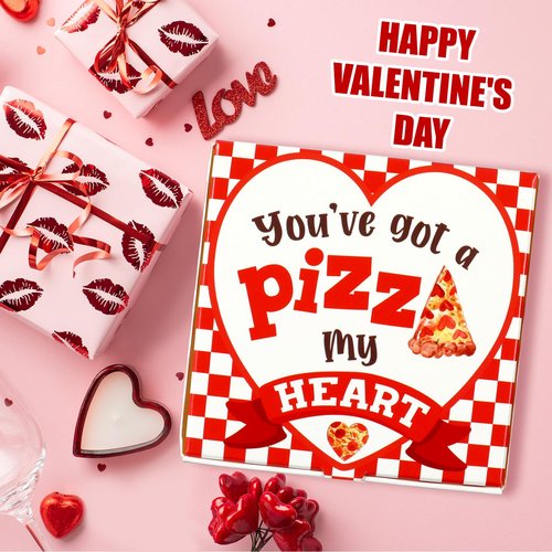 Fullhawl 50 Pcs Valentines Heart Mini Pizza Box Square Cardboard Pizza Box Small Cookie Boxes for Valentine Celebrations Party Favors Birthdays Weddings,(6.3 x 6.3 x 0.9 Inches)